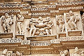 Khajuraho - Visvanatha temple - mithuna, embracing couple, a common motif on the walls of Hindu temples 